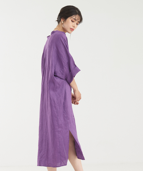 「abahouse mavie」 7分袖ワンピース フリー ダークベージュ レディース_画像7