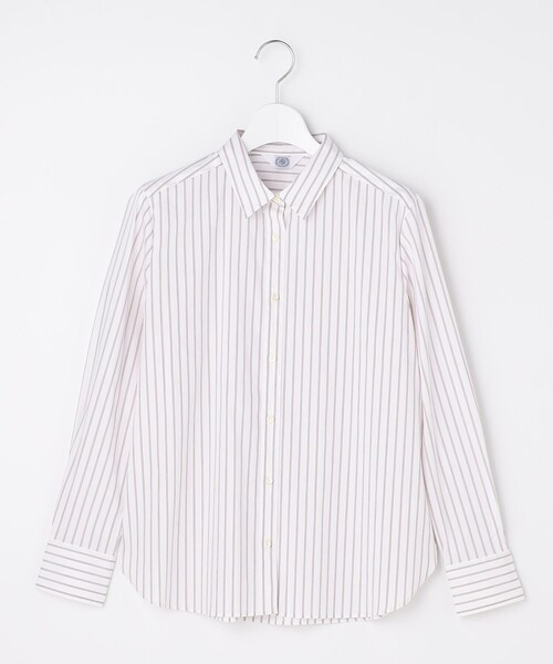 J.PRESS LADIES BEZ コットン リネン ストライプ ブラウス 麻 J.PRESS LADIES - J.PRESS LADIES BEZ コットン リネン ストライプ