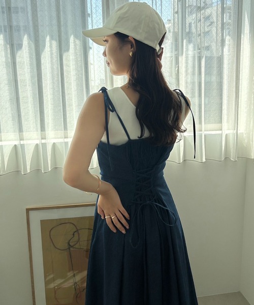 「one after another NICE CLAUP」 キャミソールワンピース MEDIUM ブラック レディース_画像2