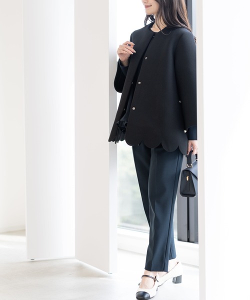 Neige（ネージュ） ノーカラーコート コート スカラップAライン