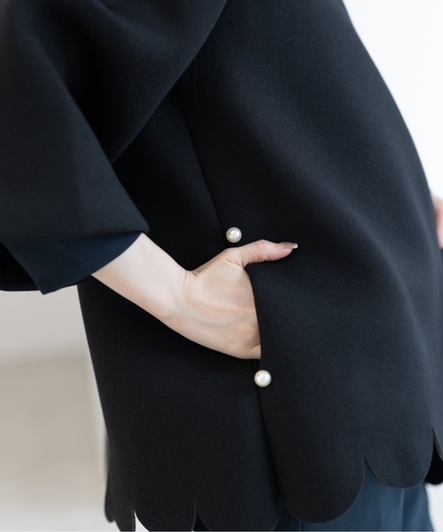 Neige（ネージュ） ノーカラーコート コート スカラップAライン