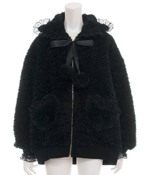 nana1127　黒色　モコモコ　M Secret Honey（シークレットハニー） コート アウター モコモコファー
