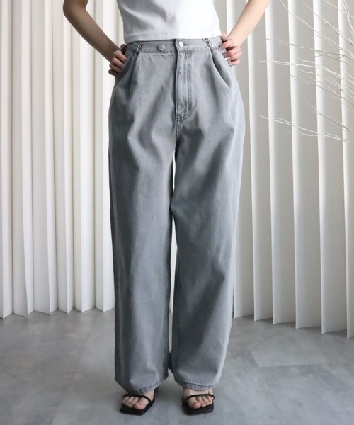 PEOPLESENSEワイドレッグデニムパンツ グレー ボトムス – peoplesense