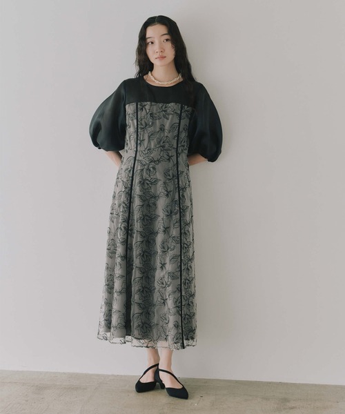 kaene（カエン） ワンピース パイピングレース切り替えドレス「結婚式
