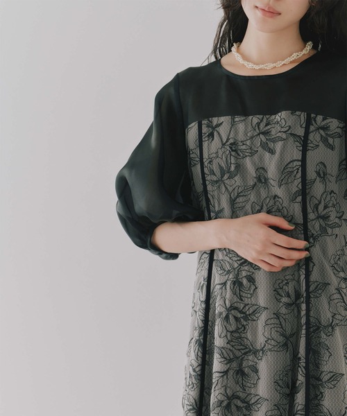 kaene（カエン） ワンピース パイピングレース切り替えドレス「結婚式