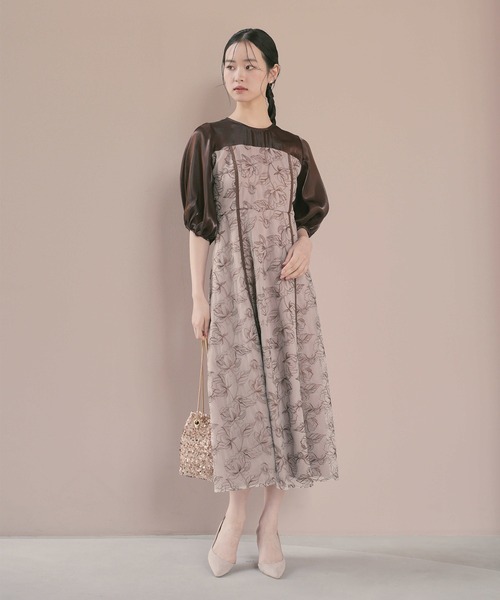 kaene（カエン） ワンピース パイピングレース切り替えドレス「結婚式
