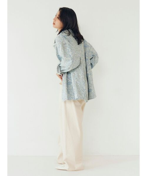ワイドパンツ ジーンズ デニム デニムパンツ ウエストデザインルーズデニム レディースの画像