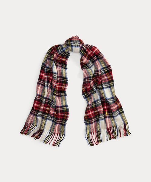 新品♪ポロラルフローレン マフラー チェック ホースマーク ウール フリンジ POLO RALPH LAUREN（ポロ ラルフ ローレン）の「チェック フリンジ