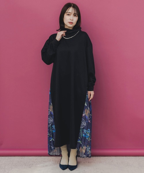 iS ScoLar（イズスカラー） ワンピース 553274：花柄素材切替