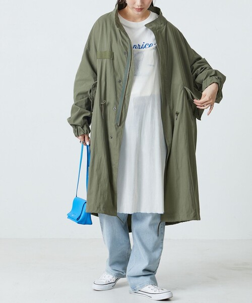 Coyseio WASHED MILITARY オリーブグリーンロングコート FREAK'S STORE（フリークスストア） ミリタリーコート フリ- オリーブ