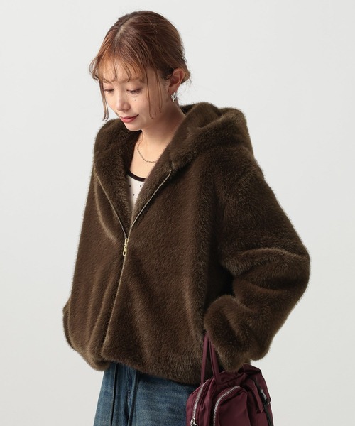 ブルゾン アウター 「トレンドアイテム」ファーフーディーブルゾン レディース