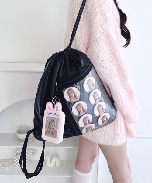 Loueme デイバック リュック クリアポケットメタリックナップサック