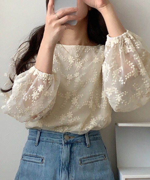 「LAUIR」 長袖ブラウス MEDIUM アイボリー レディース_画像5