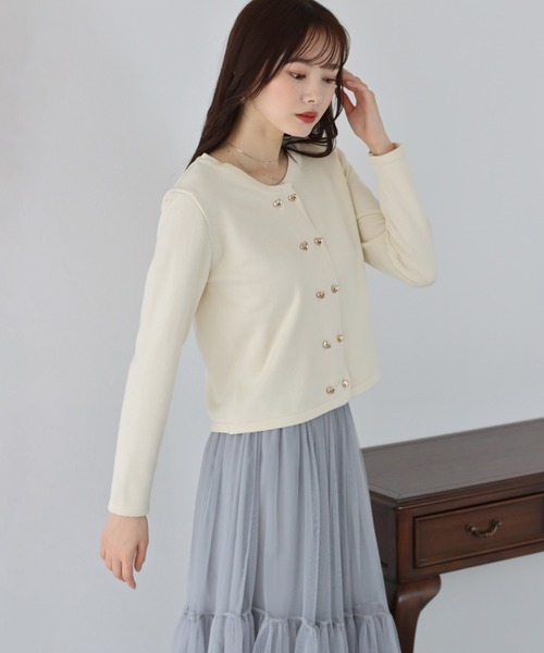 「BLUEEAST」 7分袖ニットカーディガン MEDIUM ピンク レディース_画像6