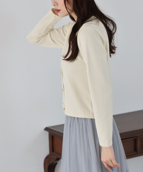 「BLUEEAST」 7分袖ニットカーディガン MEDIUM ピンク レディース_画像7