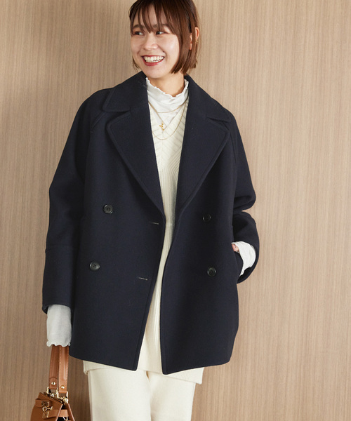 美品JOURNALSTANDARDrelume尾州ウールPコート36ネイビー JOURNAL STANDARD relume（ジャーナルスタンダード レリューム