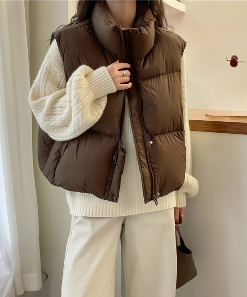 center i ダウンベスト ベスト スタンドカラー中綿ジップベスト