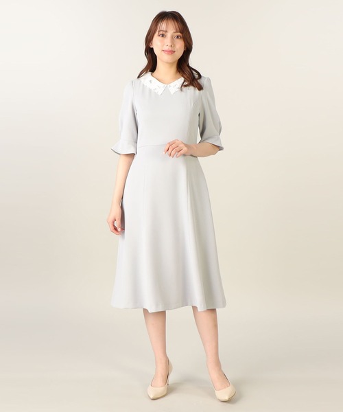 「LAISSE PASSE」 半袖ワンピース 38 ブルー レディース_画像8