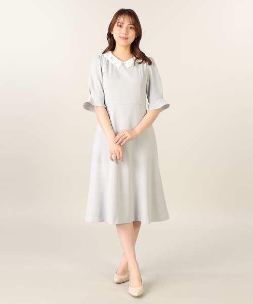 「LAISSE PASSE」 半袖ワンピース 38 ブルー レディース_画像10