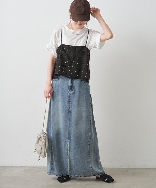 PUAL CE CIN リヨセル混デニムスカート インディゴブルー pual ce cin デニムスカート リヨセル混デニムスカート : ZOZOTOWN
