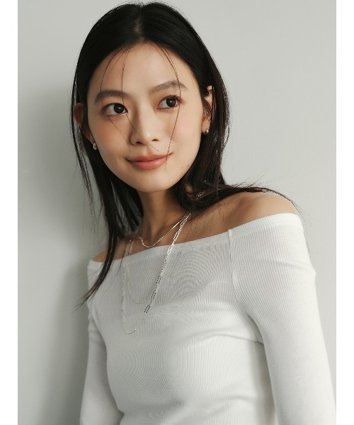 anuans（アニュアンス） tシャツ オフショルリブカットトップス