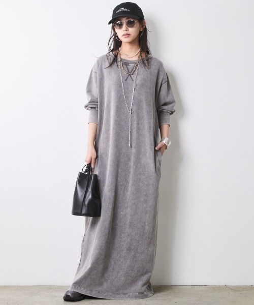 「CHIC STYLE」 半袖ワンピース 3L チャコール レディース_画像2