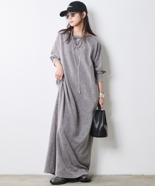 「CHIC STYLE」 半袖ワンピース 3L チャコール レディース_画像3