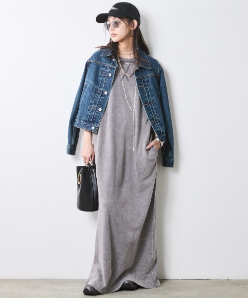 「CHIC STYLE」 半袖ワンピース 3L チャコール レディース_画像6