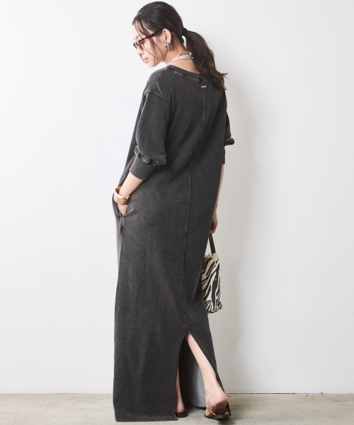 「CHIC STYLE」 半袖ワンピース 3L チャコール レディース_画像8