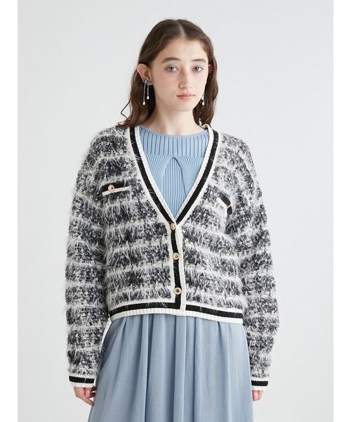 「FURFUR」 ニットカーディガン ONE SIZE ホワイト レディース_画像3