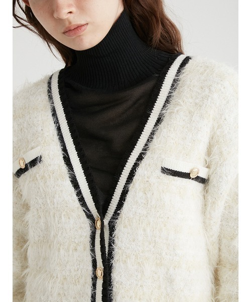 「FURFUR」 ニットカーディガン ONE SIZE ホワイト レディース_画像9