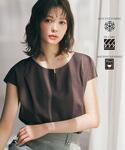 tシャツ 半袖 「接触冷感」ビジューキーネック...の詳細画像1