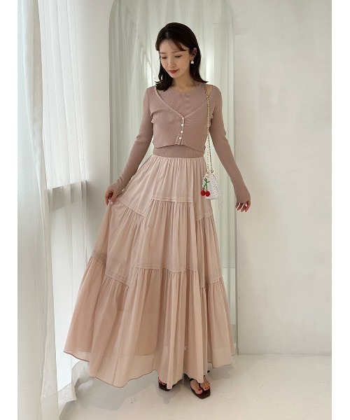 【美品】FRAY I.D ニットコンビティアードワンピース　フレイアイディー FRAY I.D（フレイ・アイディー） ワンピース リブニットコンビ