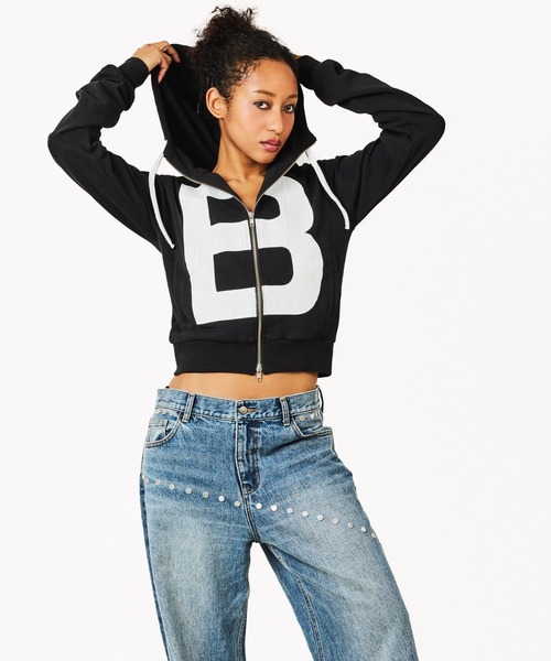 beeden B LOGO BASIC HOODIE ジップ　パーカー　フーディ BEEDEN パーカー B LOGO BASIC HOODIE レディース : ZOZOTOWN Yahoo!店