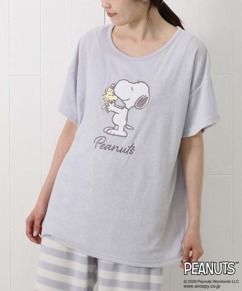 PEANUTS パジャマ ルームウェア スヌーピー 半袖パイルルームウェア