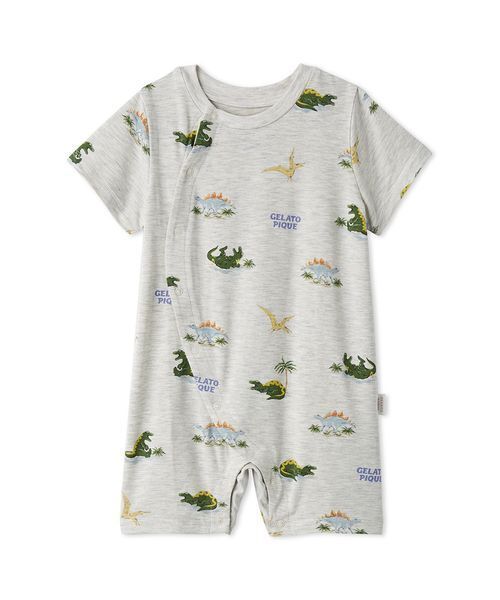 ベビー服 ロンパース 「BABY」「接触冷感」スリーピングダイナソー柄ロンパースの画像