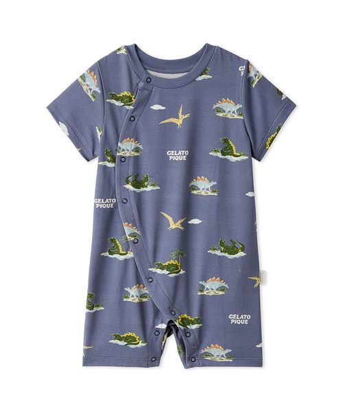 ベビー服 ロンパース 「BABY」「接触冷感」スリーピングダイナソー柄ロンパースの画像