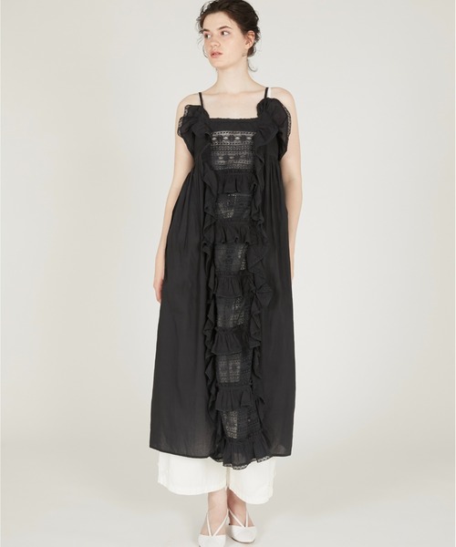 ワンピース 「crinkle crinkle crinkle」liver lace vintage like cami dress/リヴァーレースヴィンテージライクキャミドレス