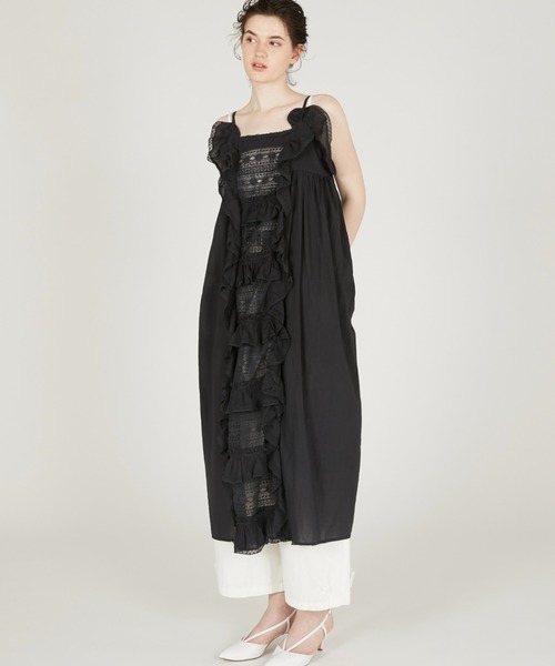 ワンピース 「crinkle crinkle crinkle」liver lace vintage like cami dress/リヴァーレースヴィンテージライクキャミドレス