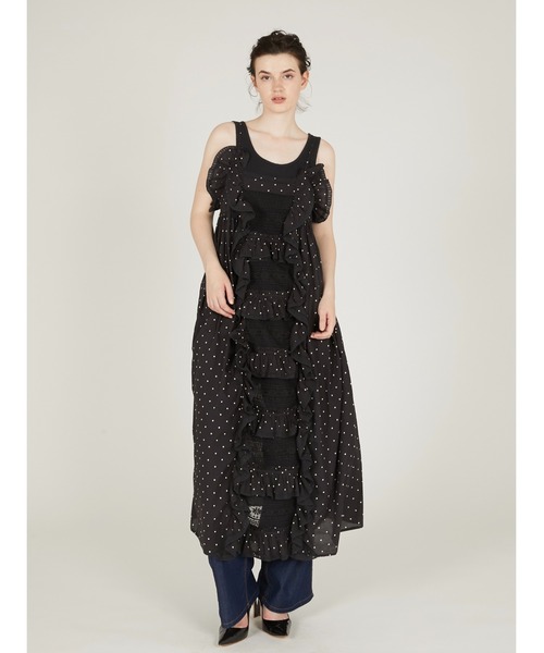 ワンピース 「crinkle crinkle crinkle」liver lace vintage like cami dress/リヴァーレースヴィンテージライクキャミドレス