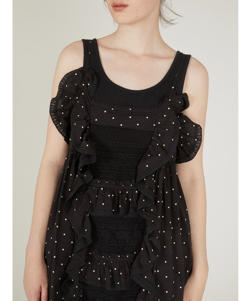 ワンピース 「crinkle crinkle crinkle」liver lace vintage like cami dress/リヴァーレースヴィンテージライクキャミドレス