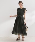 ワンピース 夏 「洗える」袖フリル シフォン ...の詳細画像1
