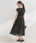 ワンピース 夏 「洗える」袖フリル シフォン ...の詳細画像3