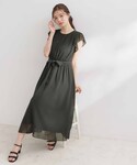 ワンピース 夏 「洗える」袖フリル シフォン ...の詳細画像4