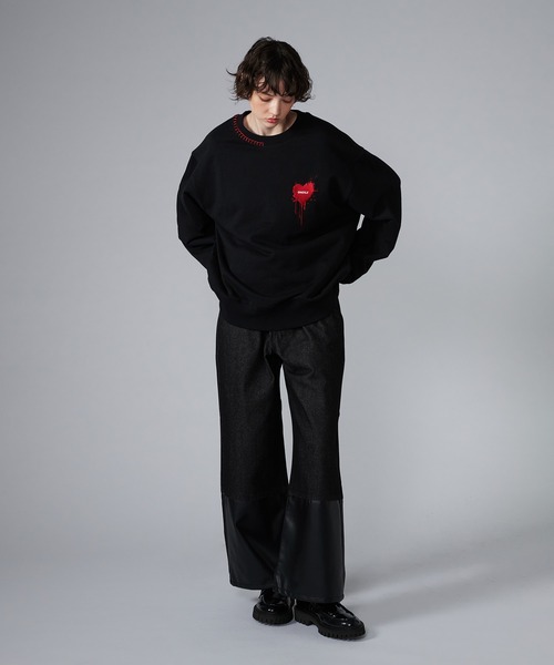 「ONCILY」 スウェットカットソー MEDIUM ブラック メンズ_画像6
