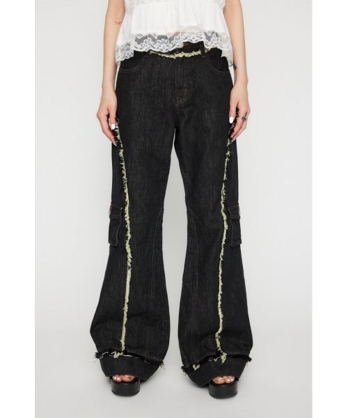 「LAGUA GEM」 ブーツカットデニムパンツ SMALL ブラック レディース_画像5