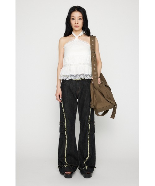 「LAGUA GEM」 ブーツカットデニムパンツ SMALL ブラック レディース_画像6