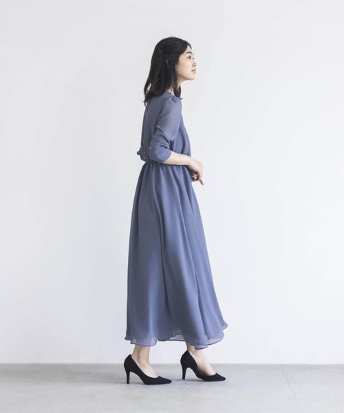 「kaene」 7分袖ワンピース 2 グレー レディース_画像2