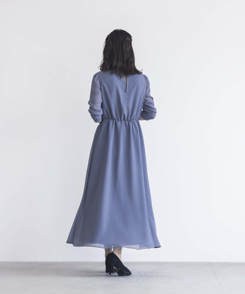 「kaene」 7分袖ワンピース 2 グレー レディース_画像4