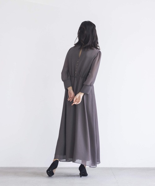 「kaene」 7分袖ワンピース 2 グレー レディース_画像6